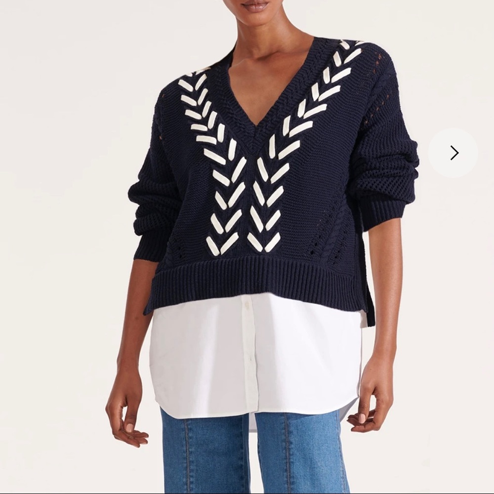 NWOT Veronica Beard XS Navy Edwin Sweater - Picture 3 of 4